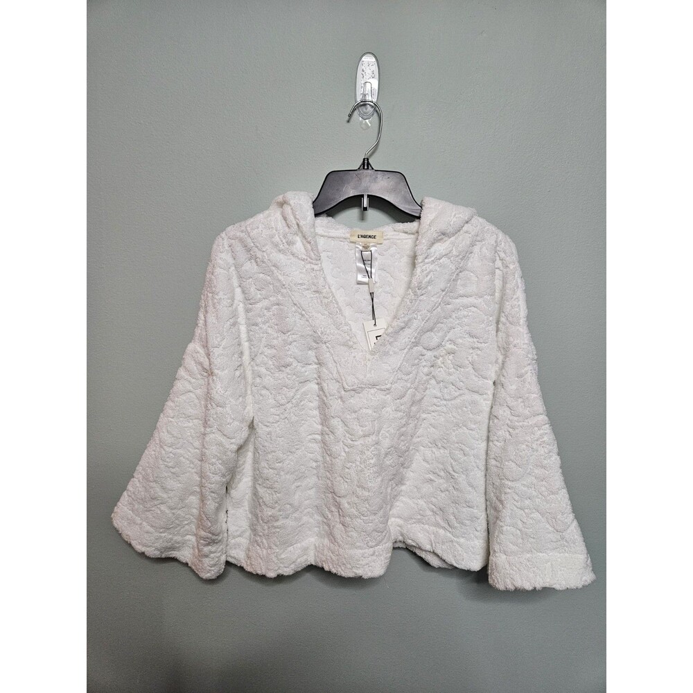 Sz S - L'Agence Lee Ornate Terry Hooded Top White